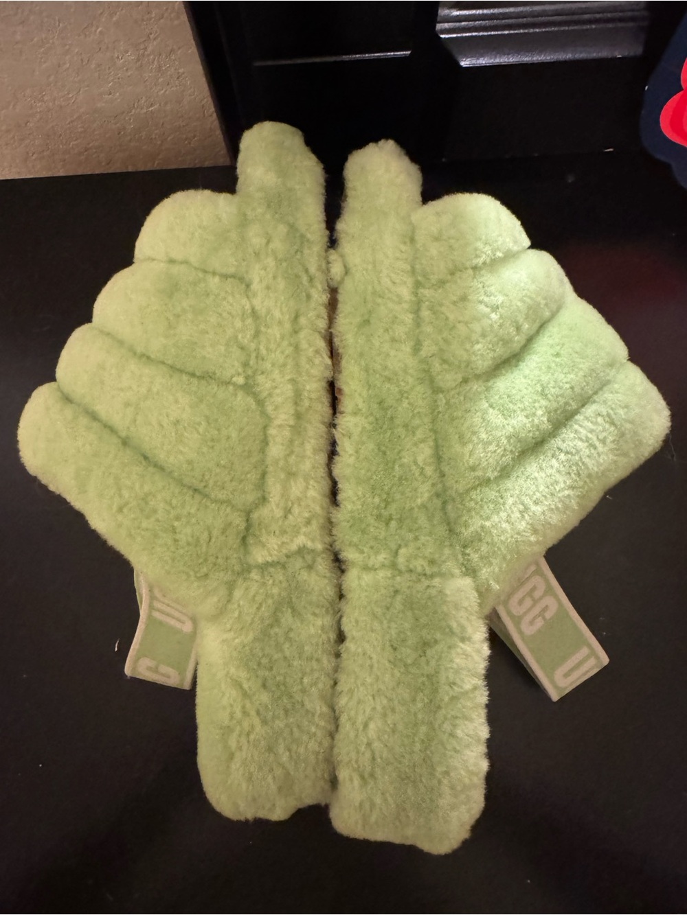 UGG Women's Lime Green Shearling Slide Slippers